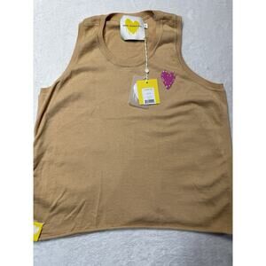 Kerri Rosenthal Lola Embroidered Tank Top In Sand Women’s LG NWT